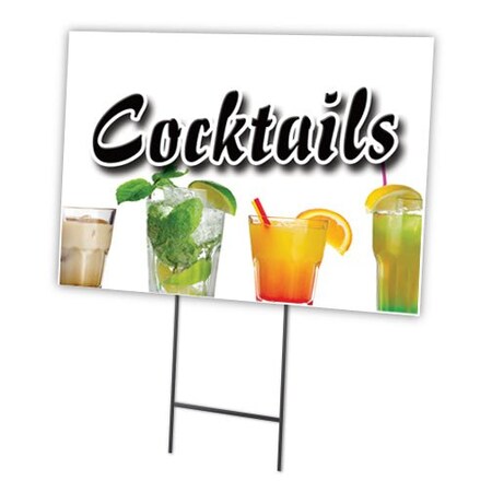 Signmission Cocktails Yard Sign & Stake outdoor plastic coroplast window, C-1216 Cocktails C-1216 Cocktails